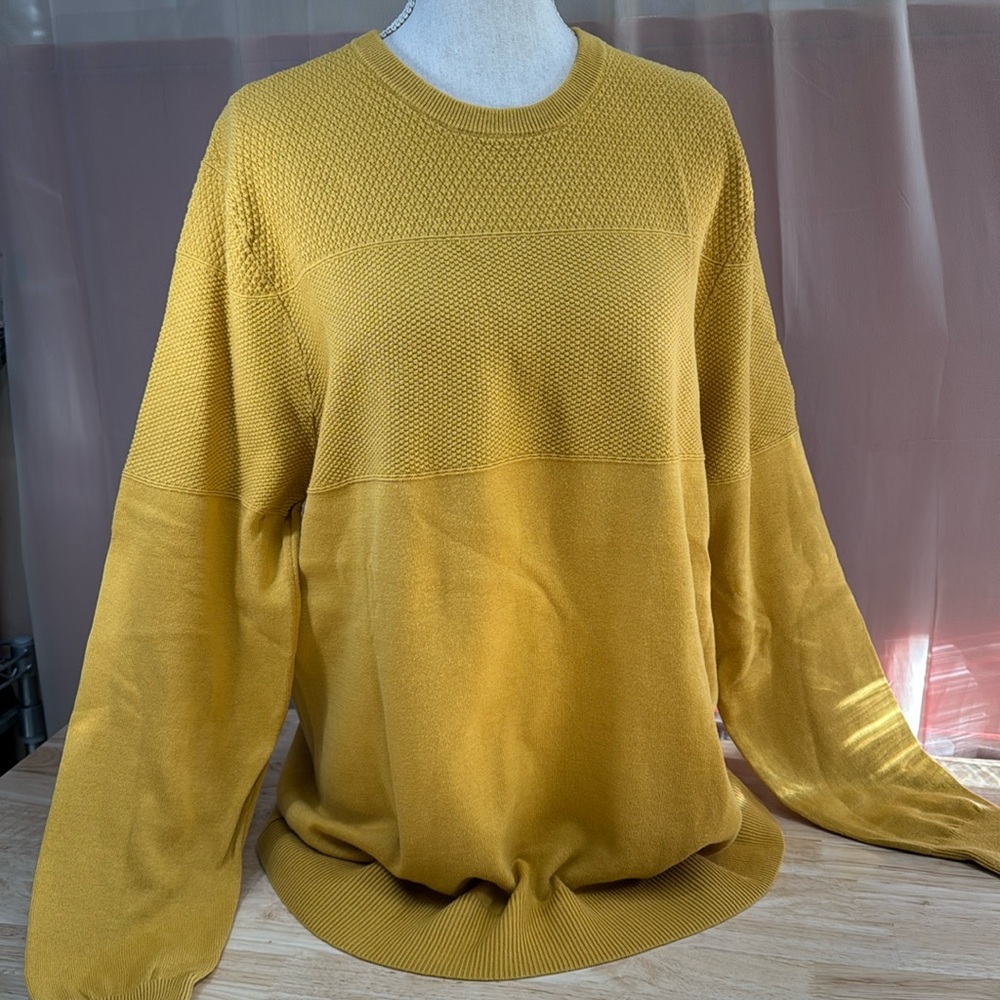 Goodfellow & Co. Ribbed Crew Neck Mustard Pullover Lightweight Sweater size LG.